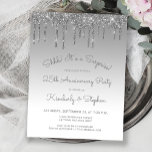 Carte Postale Silver 25th Anniversary Surprise Party<br><div class="desc">This trendy 25th wedding anniversary surprise party invitation features a sparkly silver faux glitter drip border and silver ombre background. The words "Shhh! It's a Surprise, " "25th Anniversary Party" and the first names of the couple appear in casual silver gray handwriting script, with the rest of the customizable text...</div>