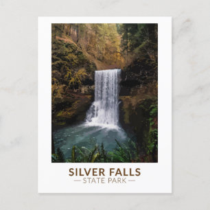 Carte Postale Silver Falls State Park Oregon Watercolor Vintage