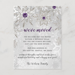 Carte Postale Silver Purple Snowflakes Holiday Moving