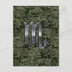 Carte Postale Silver Scorpio Zodiac Sign Woodland Digital Camo