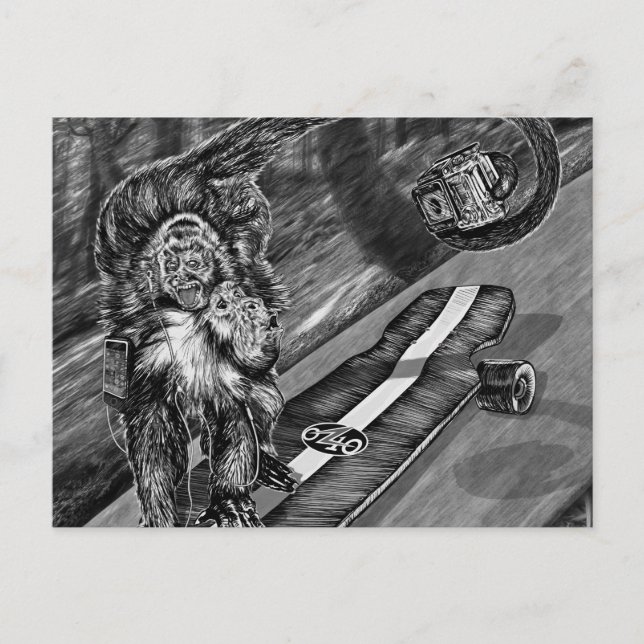Carte Postale Simeon Skateboard Selfie (Devant)