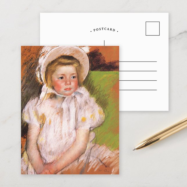 Carte Postale Simone dans un Bonnet blanc | Mary Cassatt (Créateur téléchargé)