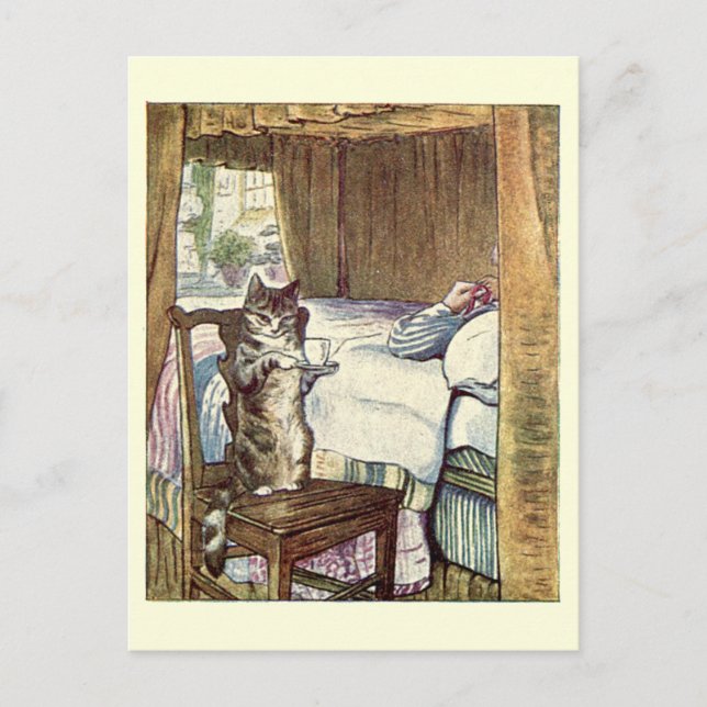 Carte Postale Simpkin le chat sert du thé - Beatrix Potter (Devant)