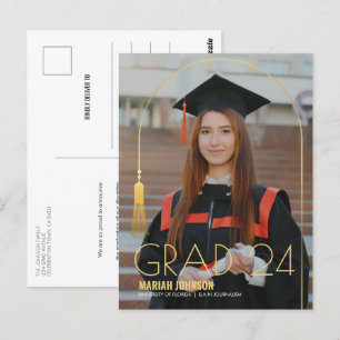 Carte Postale Simple 2 Photo Gold Tassel Faire-part de graduatio