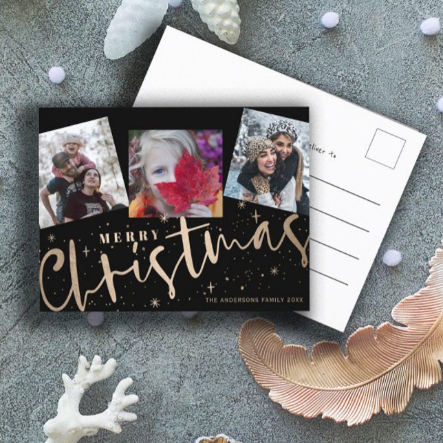 Carte Postale Simple 3 Insta Photo Collage Joyeux Noël (Créateur téléchargé)