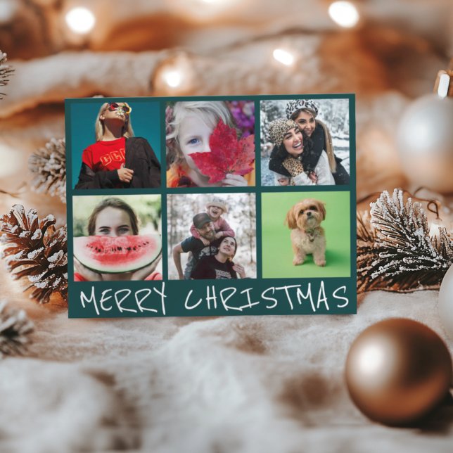 Carte Postale Simple 6 Insta Photo Collage Joyeux Noël (Créateur téléchargé)