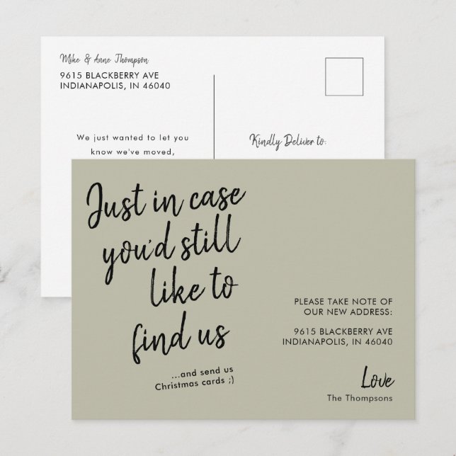 Carte Postale Simple Annonce de Déménagement Moderne Drôle en Ve (Devant / Derrière)