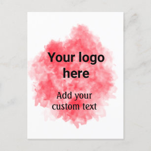 Carte Postale Simple aquarelle rouge ajoutez votre logo texte pe