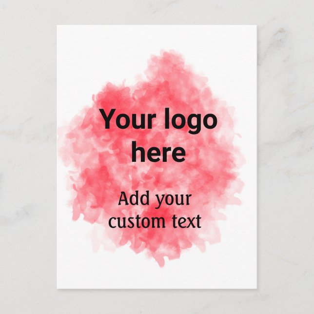 Carte Postale Simple aquarelle rouge ajoutez votre logo texte pe (Devant)