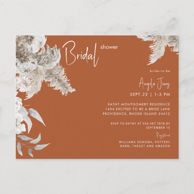 Carte Postale Simple Baby Shower Thème Terracotta  (Devant)