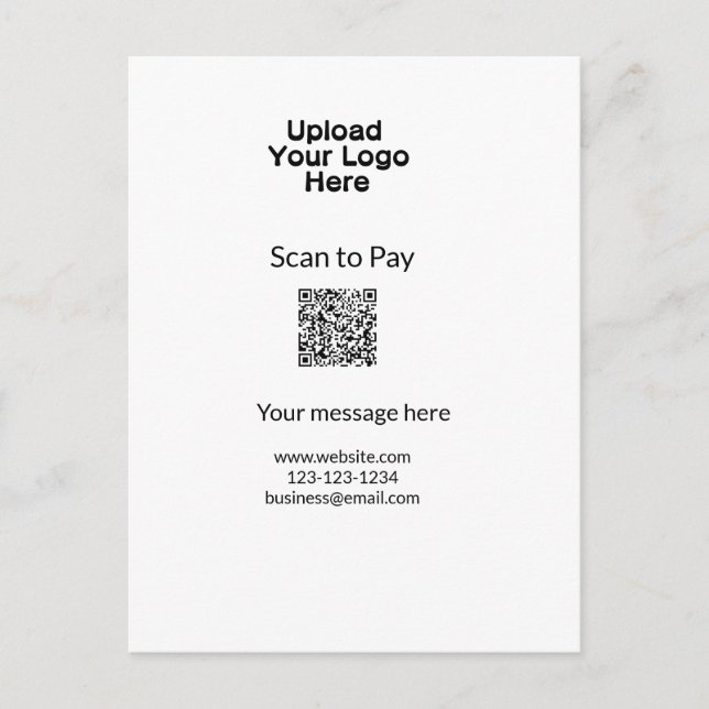 Carte Postale Simple balayage minimal pour payer Ajouter un logo (Devant)