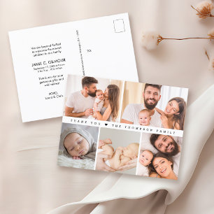 Carte Postale Simple Birth Photo Collage Baby shower merci