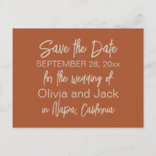 Carte Postale Simple Boho Minimaliste Mariage Rust Save the Date