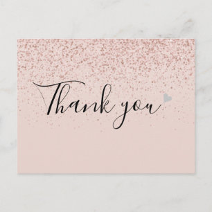 Carte Postale Simple Business Script Merci Rose Gold 