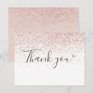 Carte Postale Simple Business Script Rose Gold Merci 
