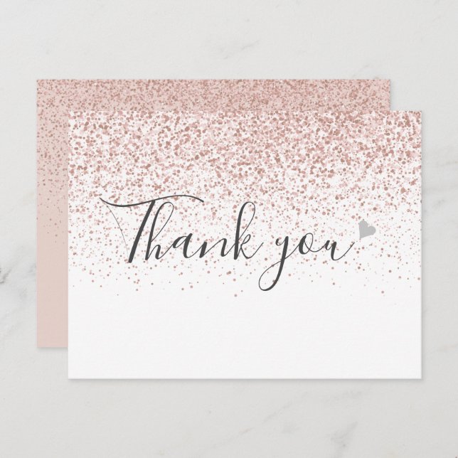 Carte Postale Simple Business Script Rose Gold Merci  (Devant / Derrière)