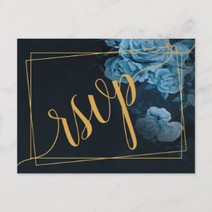Carte Postale Simple Chic Gold cadre géométrique RSVP Invitation