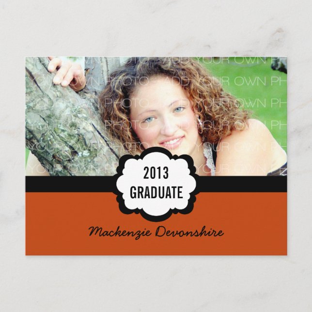 Carte Postale Simple Chic Graduation Party, Orange (Devant)