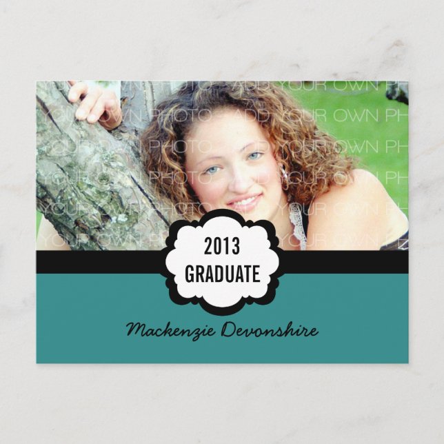 Carte Postale Simple Chic Graduation Party, Turquo (Devant)