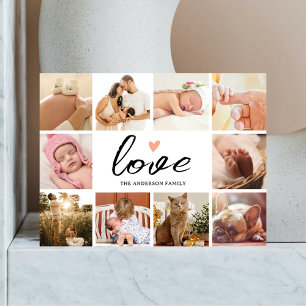 Carte Postale Simple Chic Photo Collage Amour et Merci de coeur