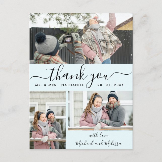 Carte Postale Simple Collage De Photos De Mariage Merci Post (Devant)