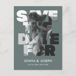 Carte Postale Simple Color Elegant Texte et Photo Enregistrer la