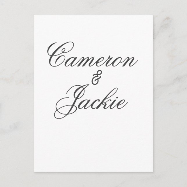 Carte Postale Simple couple de mariage nom calligr stylé élégant (Devant)