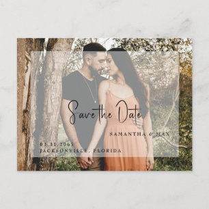 Carte Postale Simple Couple Photo moderne Enregistrer la date