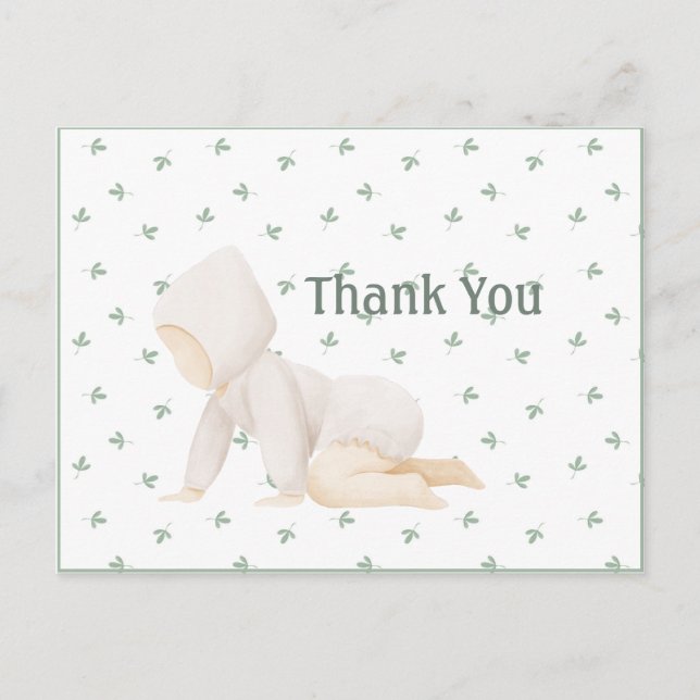 Carte postale simple de remerciement pour bébé en  (Devant)