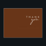 Carte Postale Simple Désert | Mariage Cannelle Foncé Merci Po<br><div class="desc">Cette carte de remerciement de mariage Simple Desert | Dark Cinnamon est exactement ce que vous recherchez pour compléter votre mariage rustique moderne bohème. Parfaite pour une ambiance western minimaliste vintage ou une atmosphère bohème automnale rétro. L'écriture blanche naturelle minimale ressort vraiment avec cet arrière-plan automnal coloré. Vous pouvez choisir...</div>