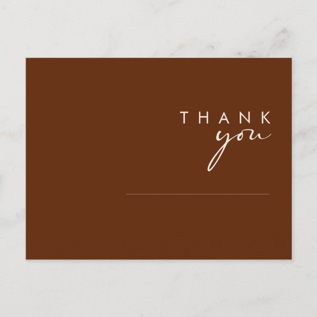 Carte Postale Simple Désert | Mariage Cannelle Foncé Merci Po (Devant)