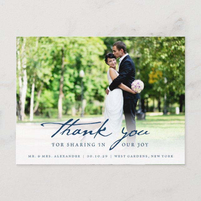 Carte Postale Simple écriture manuscrite Script Classy Mariage M (Devant)