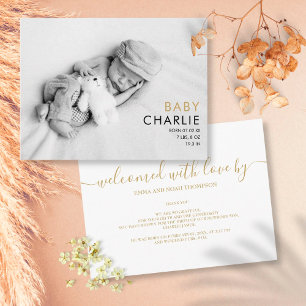 Carte Postale Simple Elegant Baby Photo Faire-part de naissance