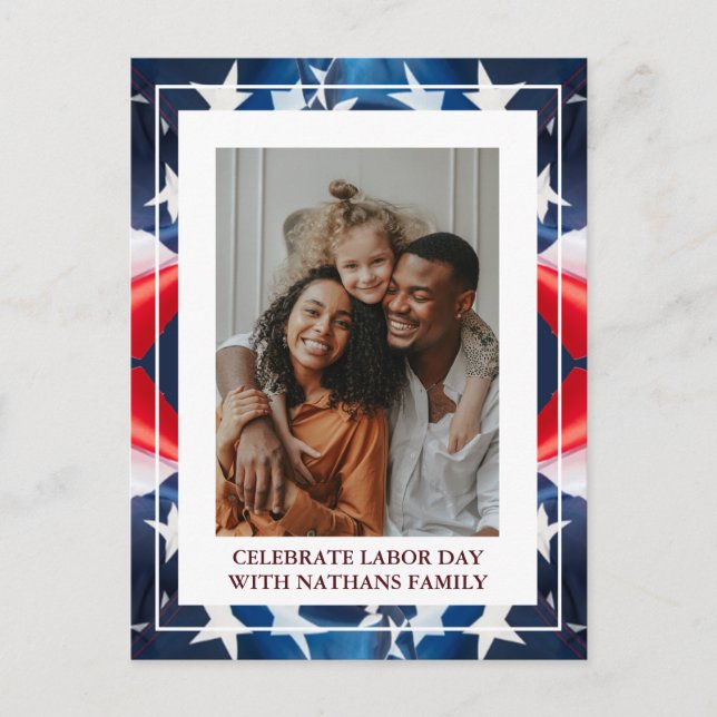 Carte Postale Simple Elegant Happy Labor Day avec drapeau améric (Devant)