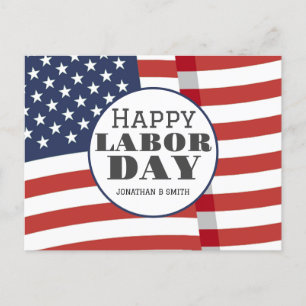 Carte Postale Simple Elegant Labor Day avec drapeau américain