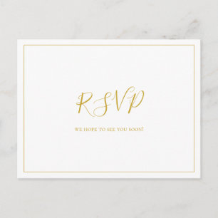 Carte Postale Simple Élégant Noël   Réponse RSVP Mariage Blanc