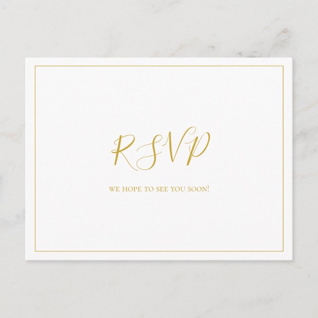 Carte Postale Simple Élégant Noël | Réponse RSVP Mariage Blanc (Devant)