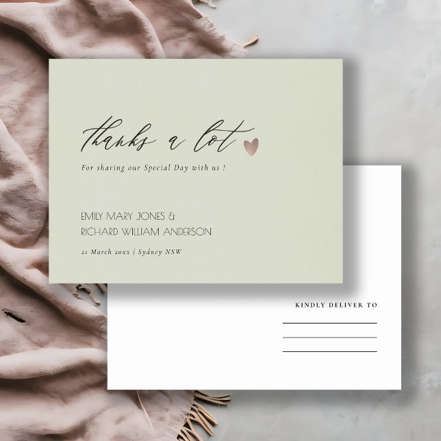 CARTE POSTALE SIMPLE ÉLÉGANT OR GRAY TYPOGRAPHIE MERCI (Créateur téléchargé)