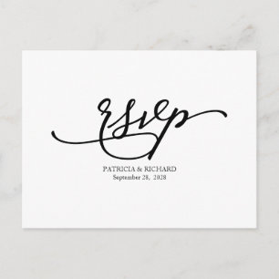 Carte Postale Simple Élégante Calligraphie Mariage RSVP