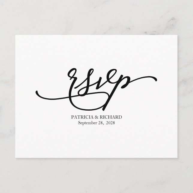 Carte Postale Simple Élégante Calligraphie Mariage RSVP (Devant)