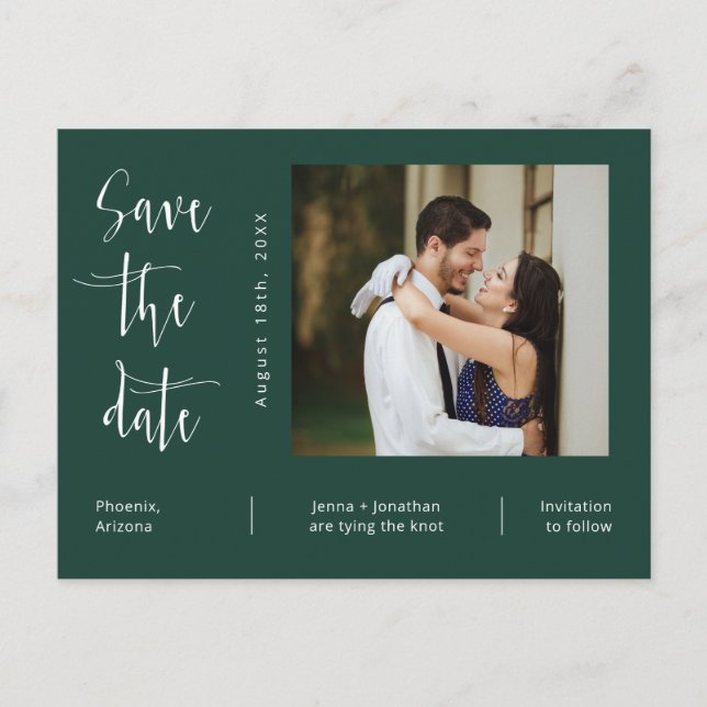 Carte Postale Simple Emerald Green Photo QR Code Enregistrer la  (Devant)