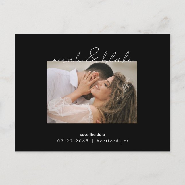 Carte Postale Simple et Élégant Enregistrer la Date de Mariage e (Devant)