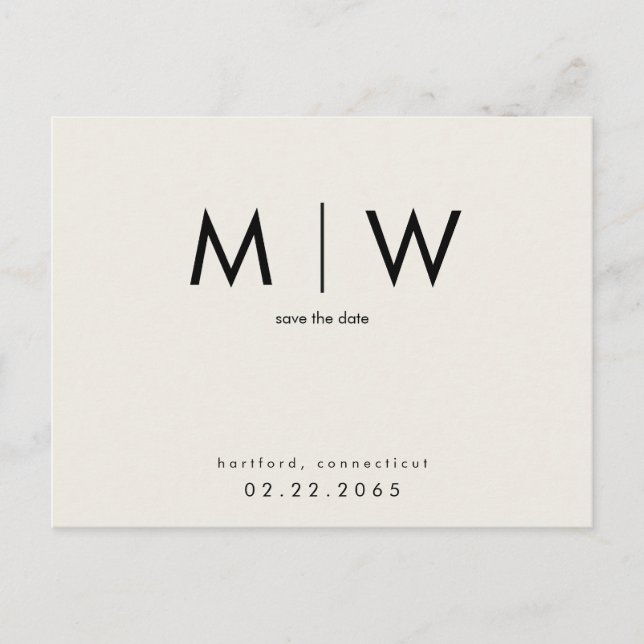 Carte Postale Simple et élégant Monogramme noir Beige Save the D (Devant)