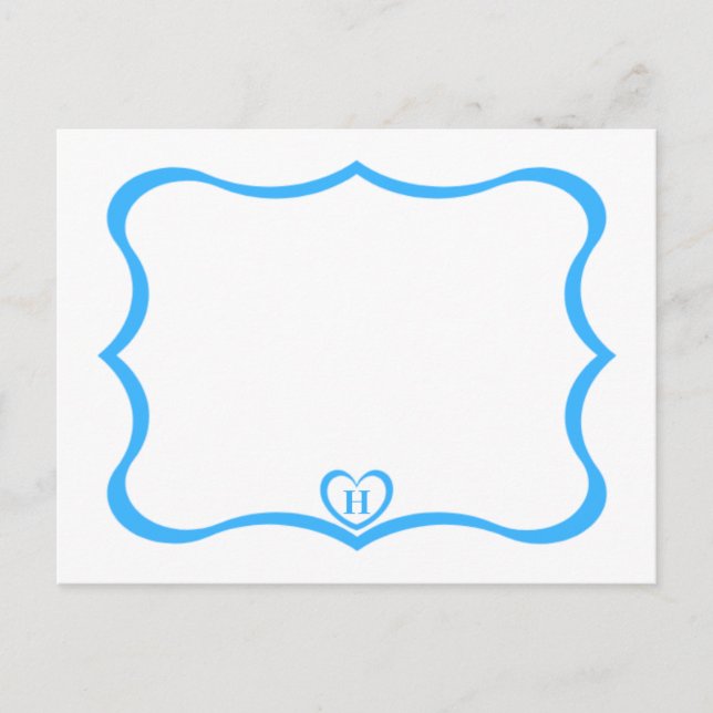 Carte postale simple et élégante monogramme #Blue (Devant)
