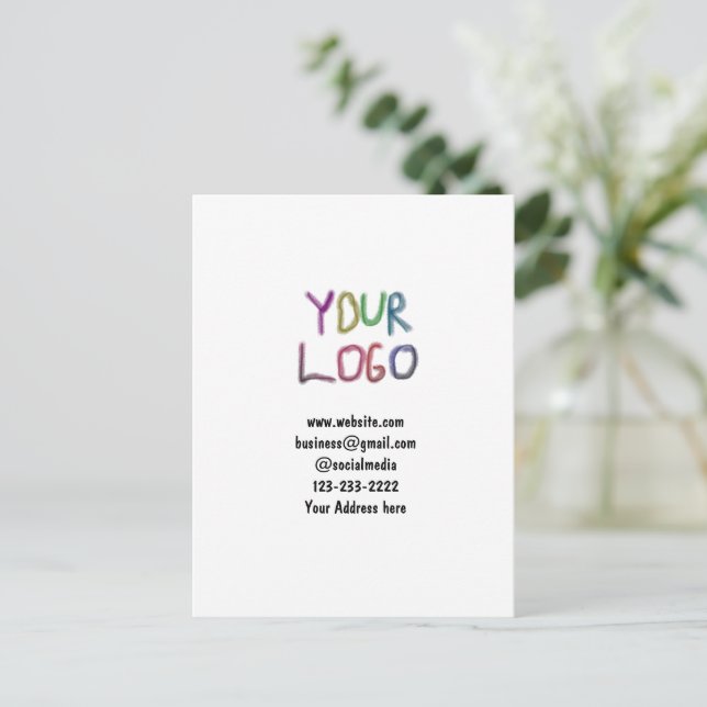 Carte Postale simple et minimal ajouter votre logo/design ici te (Debout devant)
