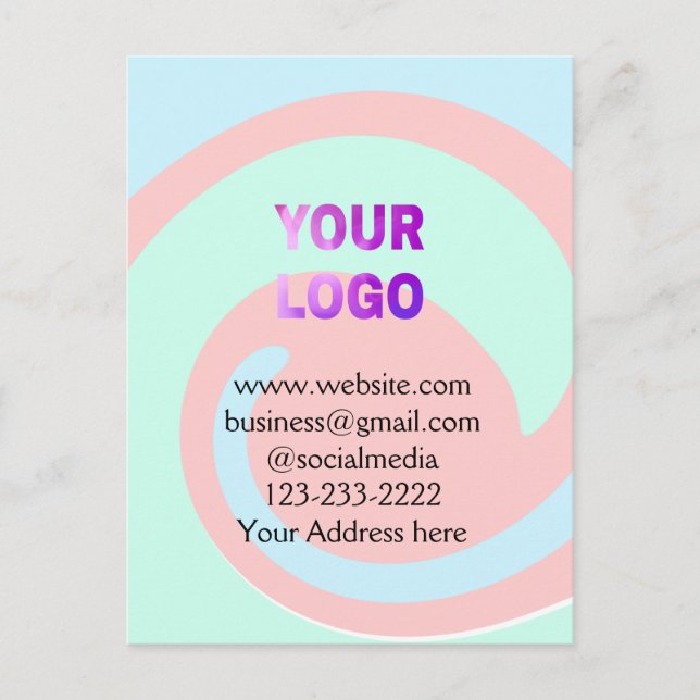 Carte Postale simple et minimal ajouter votre logo/design ici te (Devant)