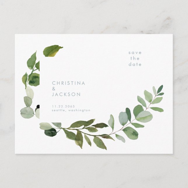 Carte Postale Simple Faire-Part de Mariage Eucalyptus  (Devant)