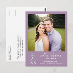 Carte Postale Simple Faire-Part de Mariage Lavande avec Photo