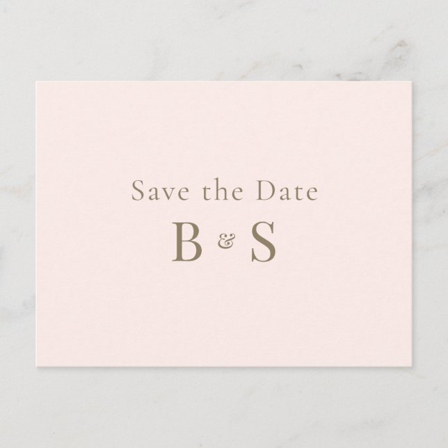 Carte Postale Simple faire part de mariage rose monogrammé or Sa (Devant)