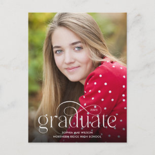 Carte Postale Simple Flourish Minimaliste Type Photo Graduation